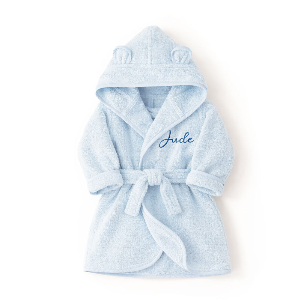 JBØRN Organic Cotton Baby Hooded Bathrobe - Personalisable Baby Products Sold and Personalised by JustBørn