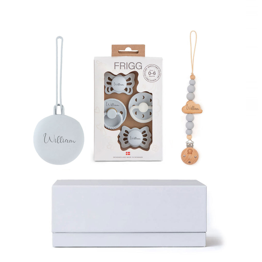 FRIGG Trial Collection Pacifiers & Personalised Holders Set - Personalisable Baby Products Sold and Personalised by JustBørn