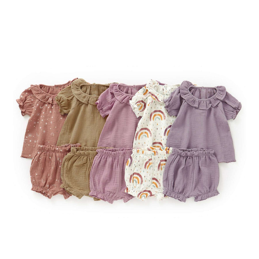 JBØRN Organic Cotton Muslin Baby Girl Outfit in Rainbow, sold by Just Børn, Personalizable by JBørn