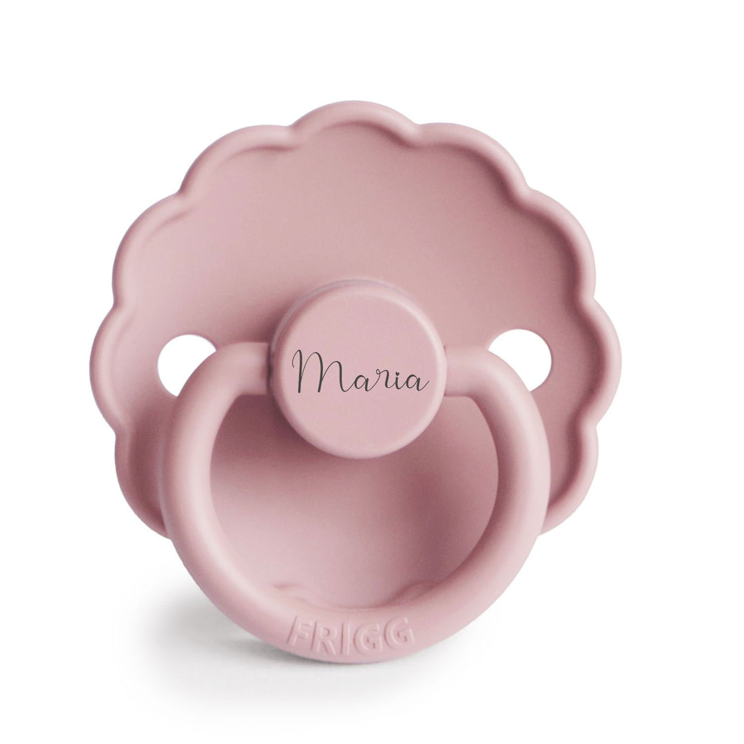 Baby Pink FRIGG Daisy Silicone Pacifiers | Personalised by FRIGG sold by Just Børn