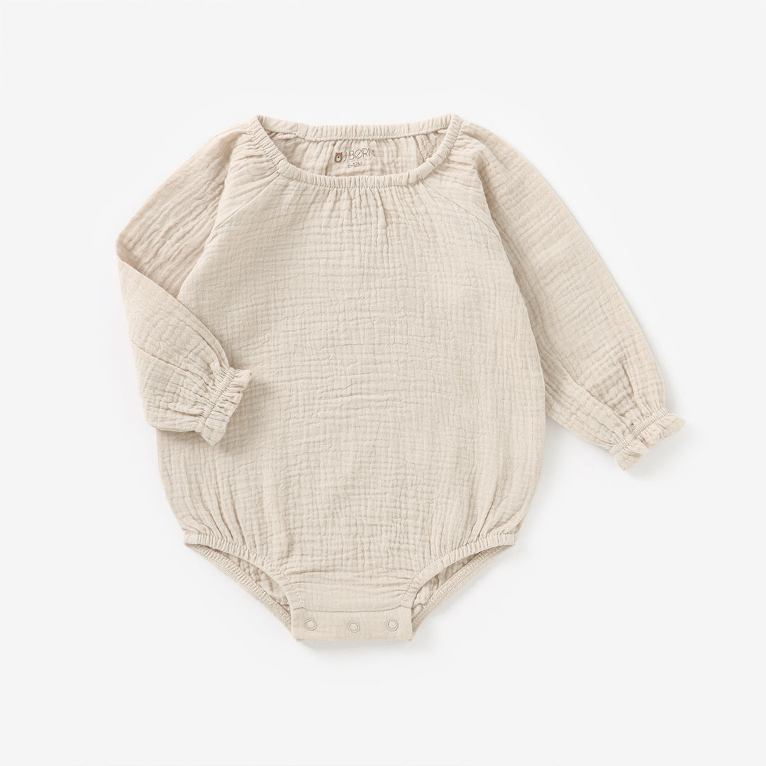 Vanilla JBørn - Organic Cotton Muslin Long Sleeve Bodysuit by Just Børn sold by Just Børn