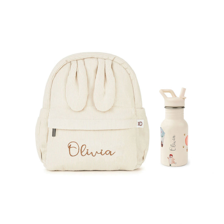 JBØRN Personalised Backpack + Water Bottle Set Adventure Bear No Gift Box - Personalisable Baby Products Sold and Personalised by JustBørn