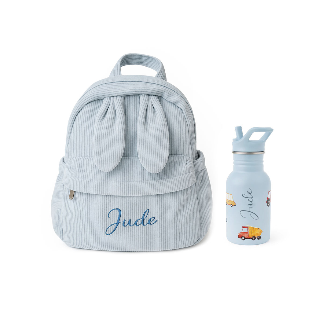 JBØRN Personalised Backpack + Water Bottle Set Road Trip No Gift Box - Personalisable Baby Products Sold and Personalised by JustBørn