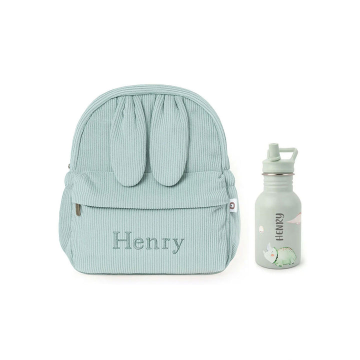 JBØRN Personalised Backpack + Water Bottle Set Dinosaurs No Gift Box - Personalisable Baby Products Sold and Personalised by JustBørn