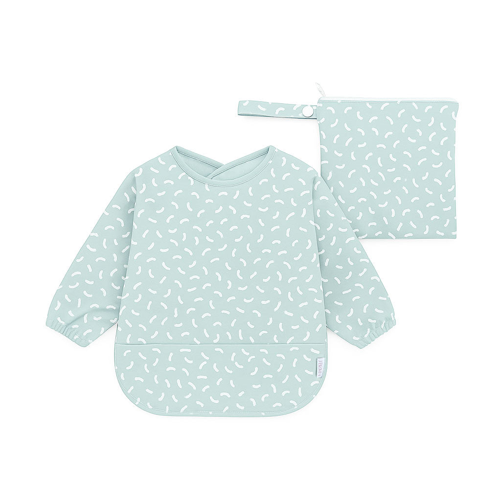 JBØRN Long Sleeve Baby Feeding Bib with Personalised Travel Bag Beans - Personalisable Baby Products Sold and Personalised by JustBørn