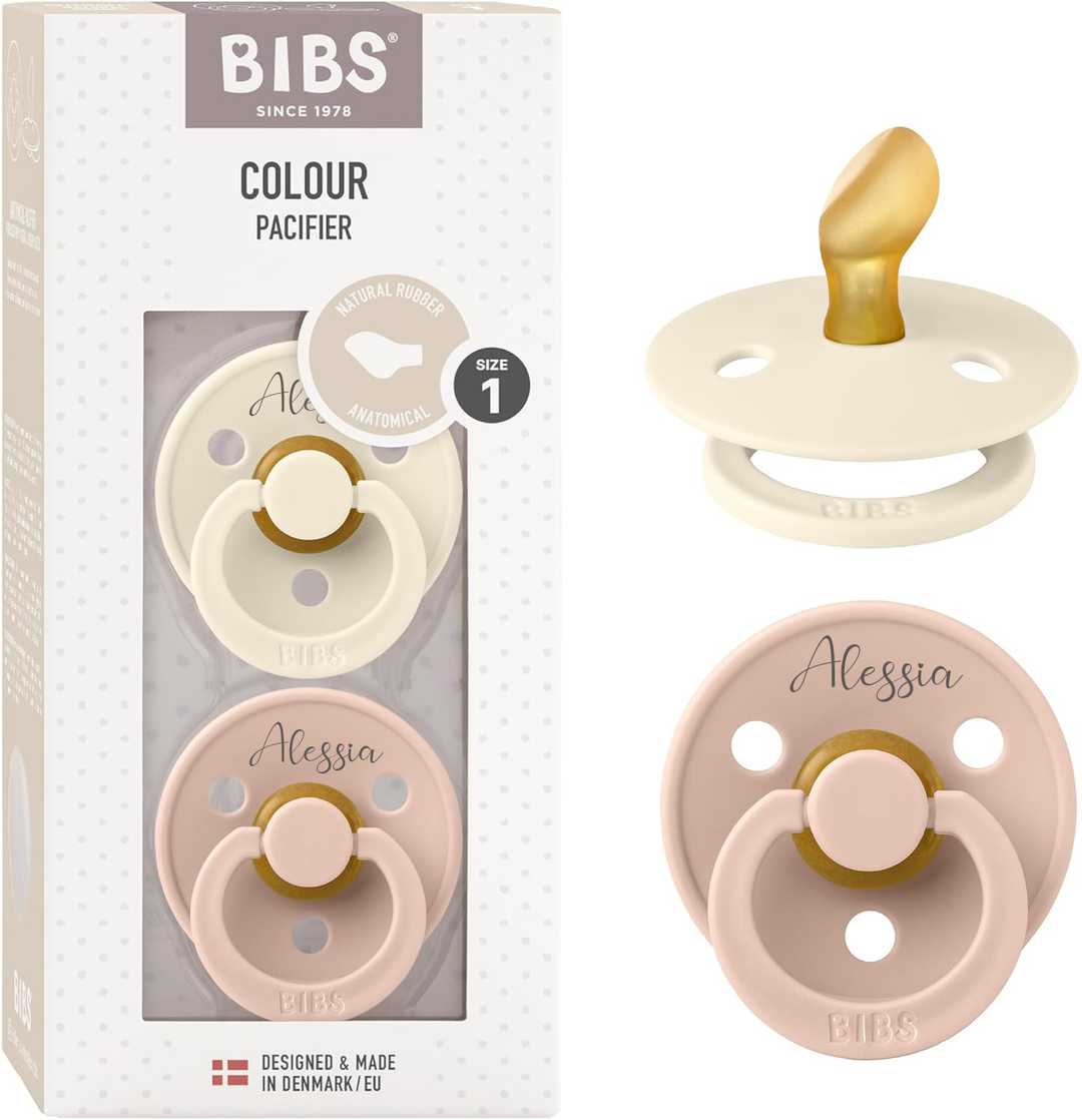 BIBS Colour Anatomical Natural Rubber Latex Pacifiers - Personalisable Baby Products Sold and Personalised by JustBørn