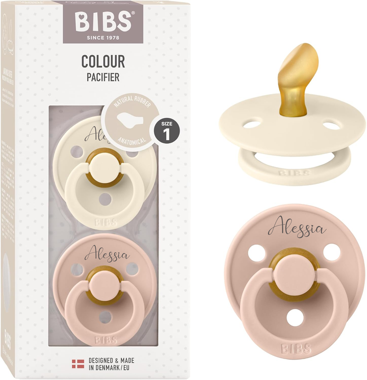 BIBS Colour Anatomical Natural Rubber Latex Pacifiers - Personalisable Baby Products Sold and Personalised by JustBørn