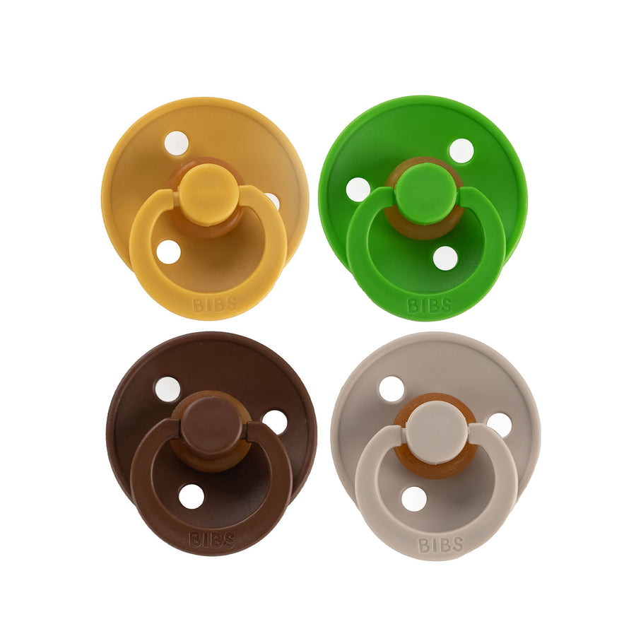  BIBS Colour Natural Rubber Latex Pacifiers | 4 Pack | Size 1 (0-6mths) by BIBS sold by Just Børn