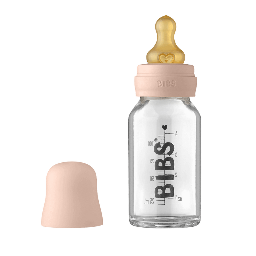 BIBS Baby Glass Bottle Complete Set BIBS Glass Bottle | Blush - Personalisable Baby Products Sold and Personalised by JustBørn