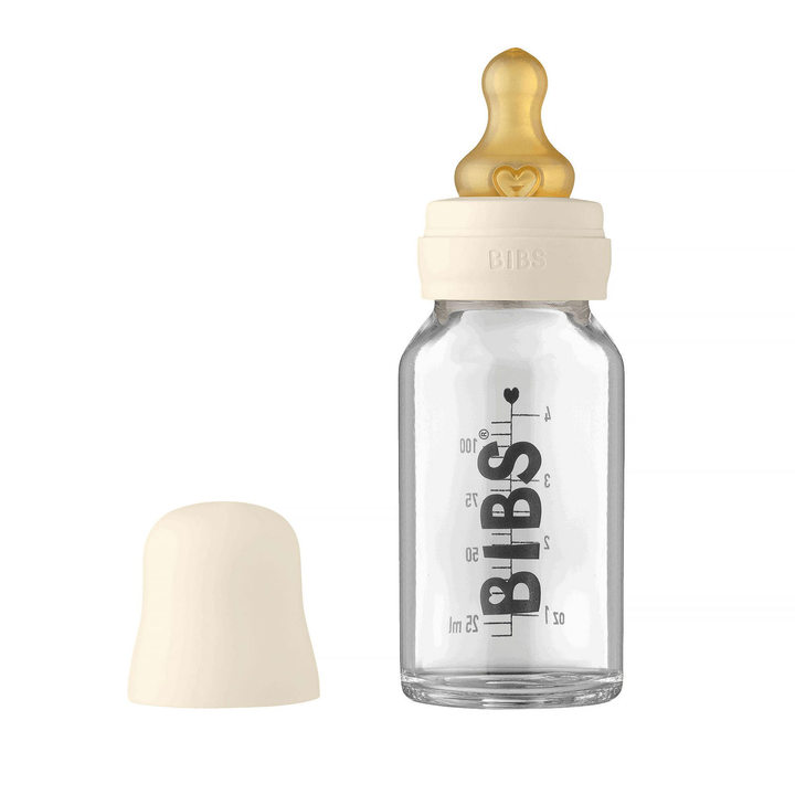 BIBS Baby Glass Bottle Complete Set BIBS Glass Bottle | Ivory - Personalisable Baby Products Sold and Personalised by JustBørn