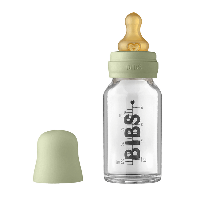 BIBS Baby Glass Bottle Complete Set BIBS Glass Bottle | Sage - Personalisable Baby Products Sold and Personalised by JustBørn