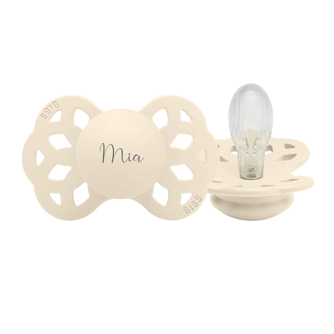 Ivory BIBS Infinity Symmetrical Silicone Pacifiers | Personalisable by BIBS sold by Just Børn