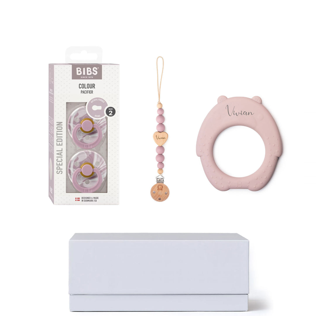 JBØRN Teether & BIBS Pacifiers Gift Box Size 2 (6-18 months) Add Gift Box - Personalisable Baby Products Sold and Personalised by JustBørn