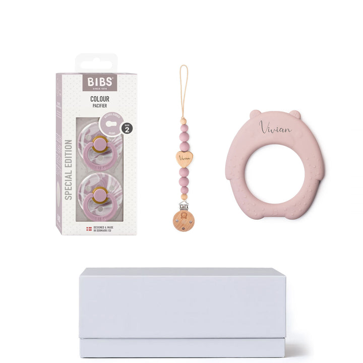 JBØRN Teether & BIBS Pacifiers Gift Box Size 2 (6-18 months) Add Gift Box - Personalisable Baby Products Sold and Personalised by JustBørn