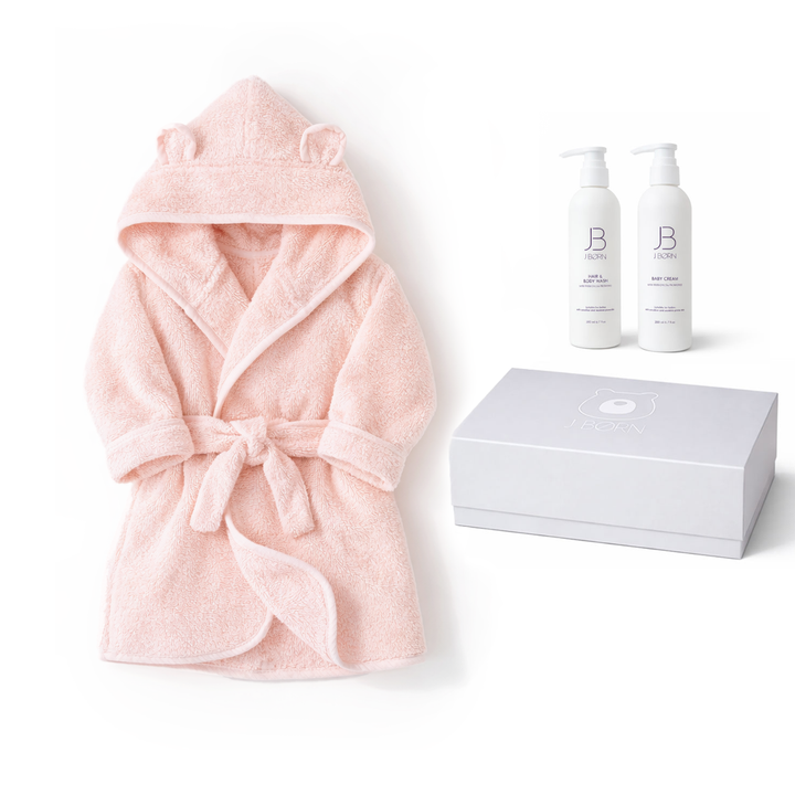 JBØRN Baby Bathrobe & Skincare Gift Set Blossom Bathrobe & Skincare Gift Set - Personalisable Baby Products Sold and Personalised by JustBørn