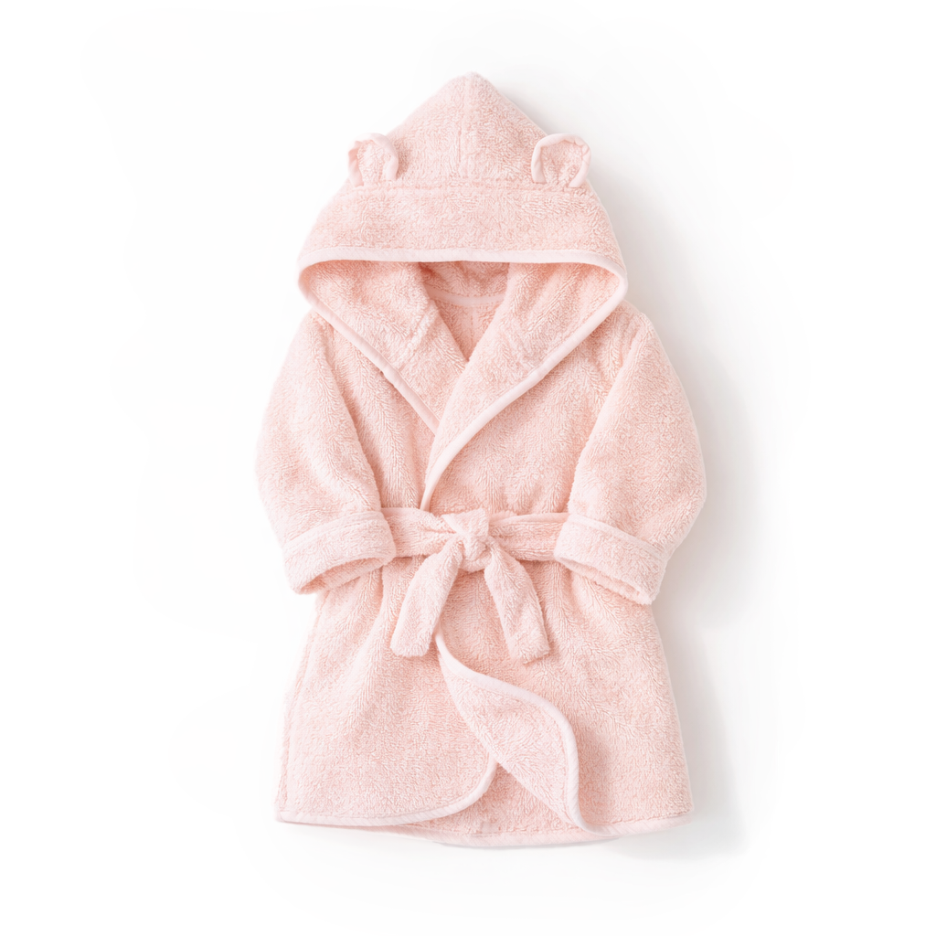 JBØRN Organic Cotton Baby Hooded Bathrobe Blossom Bathrobe - Personalisable Baby Products Sold and Personalised by JustBørn