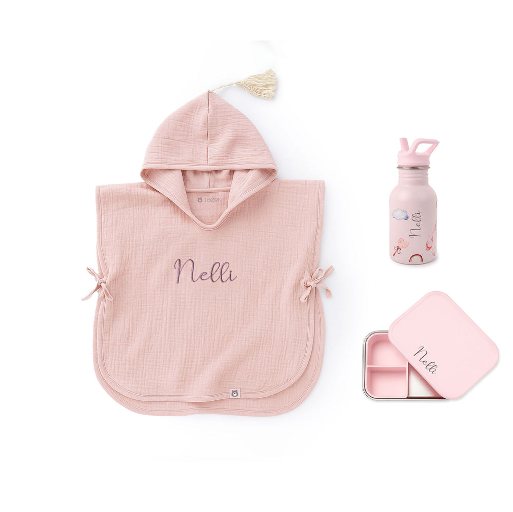 JBØRN Beach Set | Hooded Poncho, Water Bottle & Snack Box - Personalisable Baby Products Sold and Personalised by JustBørn