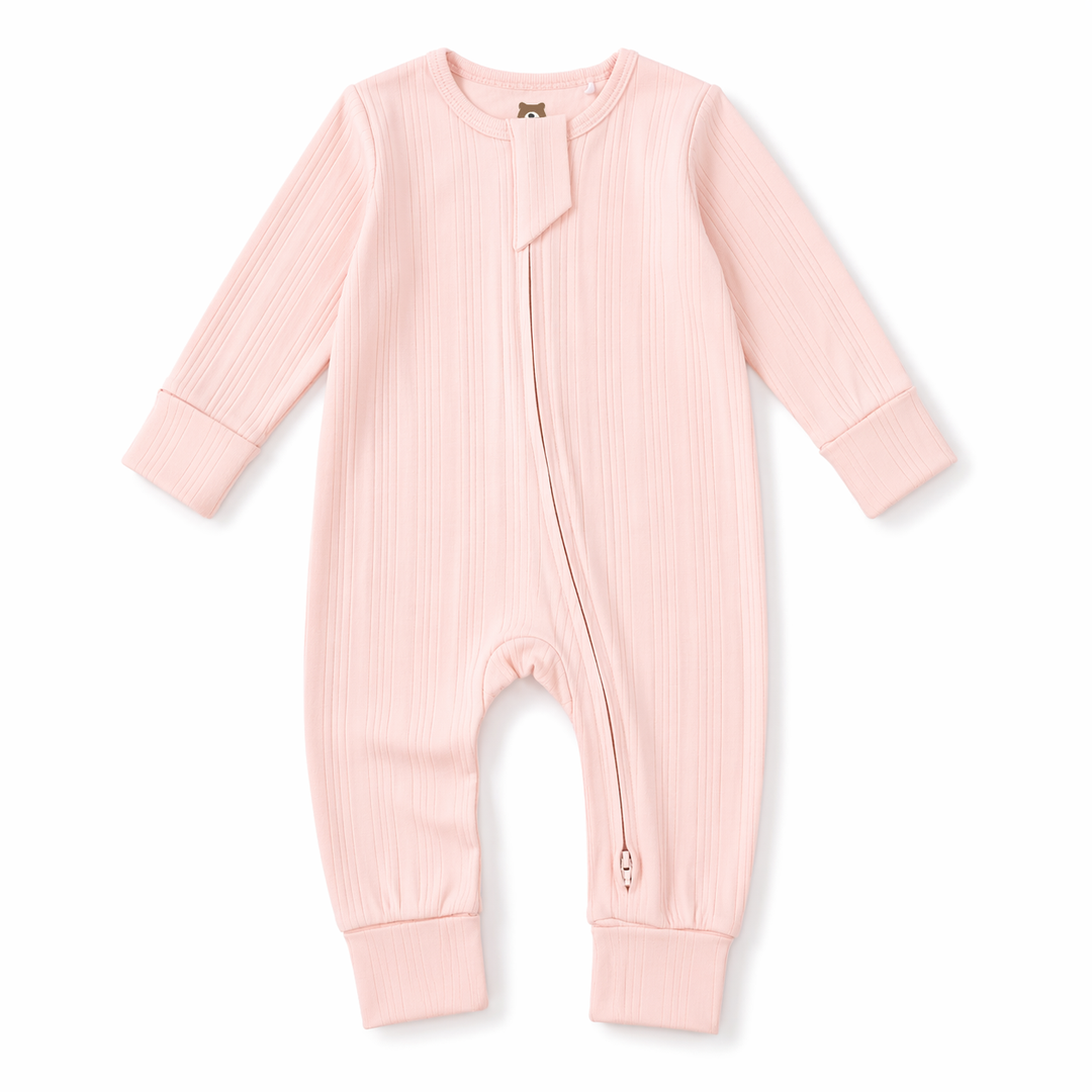 JBØRN Ribbed Bamboo Sleepsuit | 6–12M Blossom Sleepsuit - Personalisable Baby Products Sold and Personalised by JustBørn