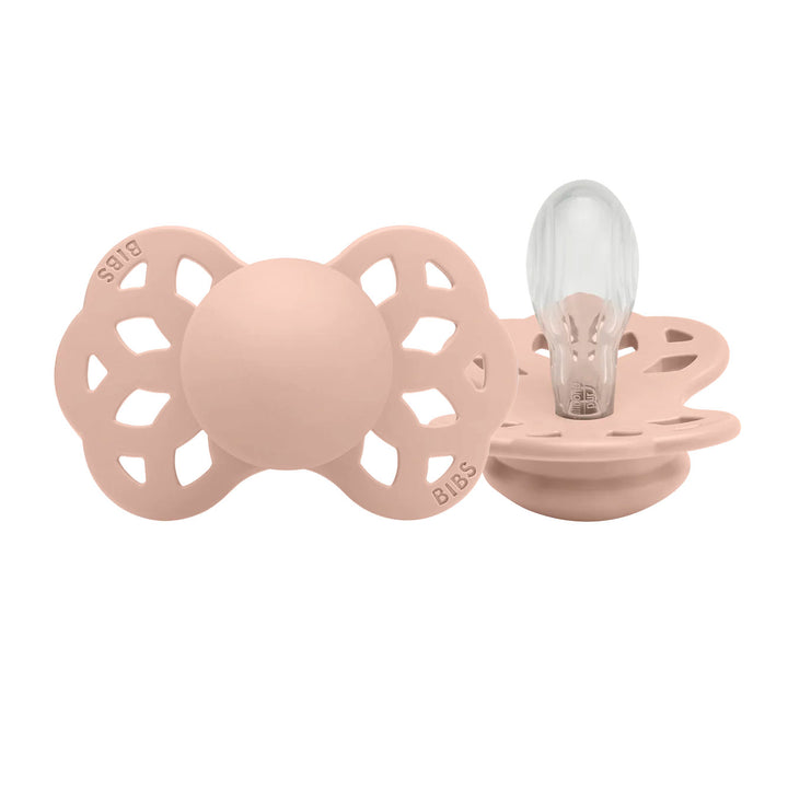 Blush BIBS Infinity Symmetrical Silicone Pacifiers | Personalisable by BIBS sold by Just Børn