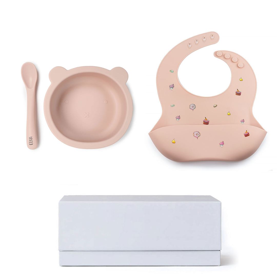 JBØRN Baby Weaning Basic Gift Box Blush - Personalisable Baby Products Sold and Personalised by JustBørn