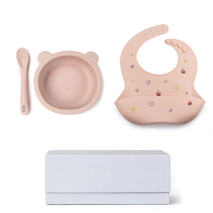 JBØRN Baby Weaning Basic Gift Box Blush - Personalisable Baby Products Sold and Personalised by JustBørn