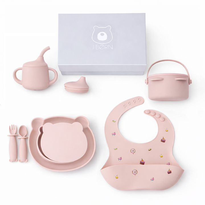 JBØRN Baby Weaning Full Essentials Gift Box Cakes Blush - Personalisable Baby Products Sold and Personalised by JustBørn