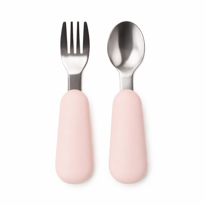 JBØRN Stainless Steel Cutlery Set Blush - Personalisable Baby Products Sold and Personalised by JustBørn