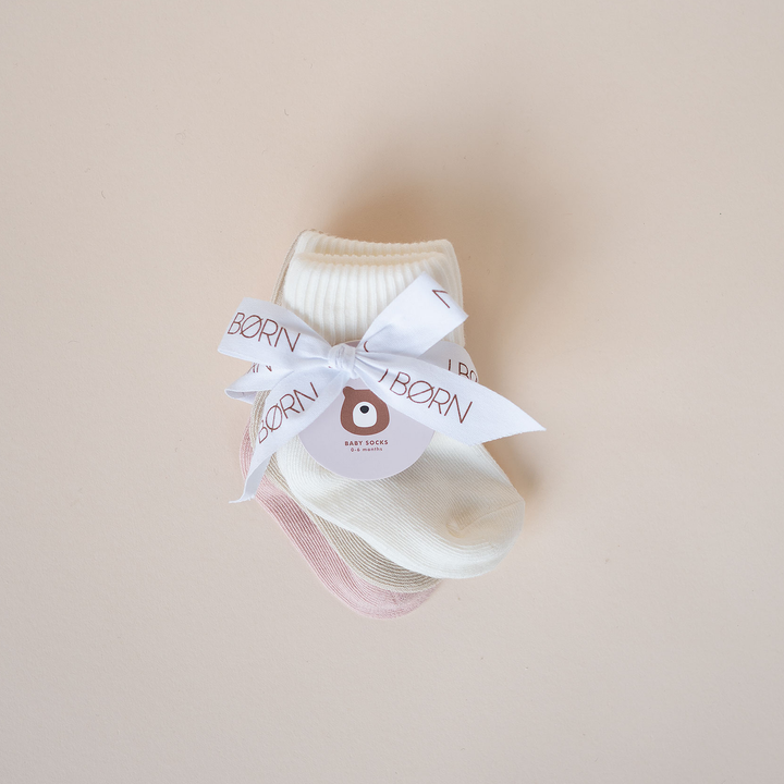 JBØRN Organic Cotton Baby Socks Powder Blue Ivory Vanilla - Personalisable Baby Products Sold and Personalised by JustBørn