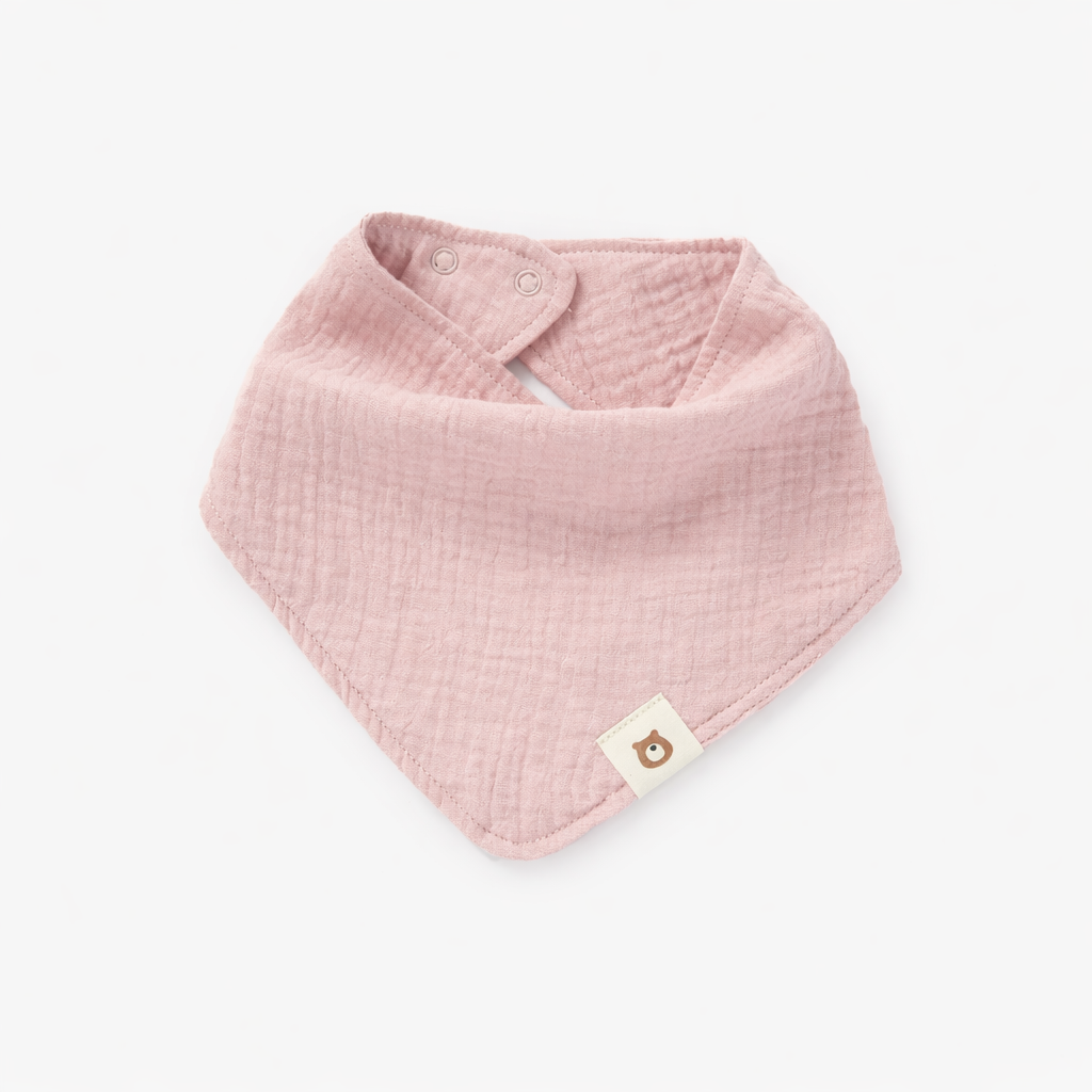 JBØRN Organic Cotton Muslin Baby Dribble Bib Blush Muslin Bib - Personalisable Baby Products Sold and Personalised by JustBørn