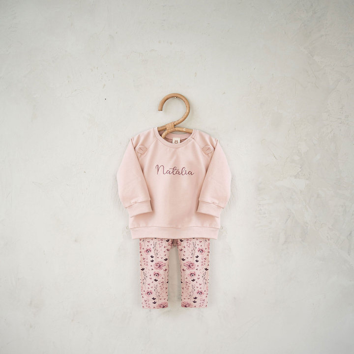JBØRN Organic Cotton Baby Sweatshirt & Legging Set 0-3 Months Blush Set - Personalisable Baby Products Sold and Personalised by JustBørn