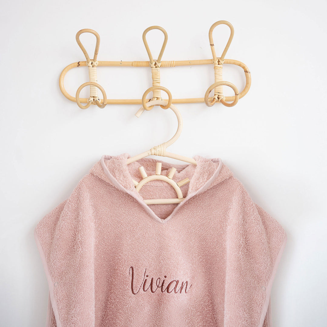 JBØRN Organic Cotton Hooded Poncho Blush - Personalisable Baby Products Sold and Personalised by JustBørn