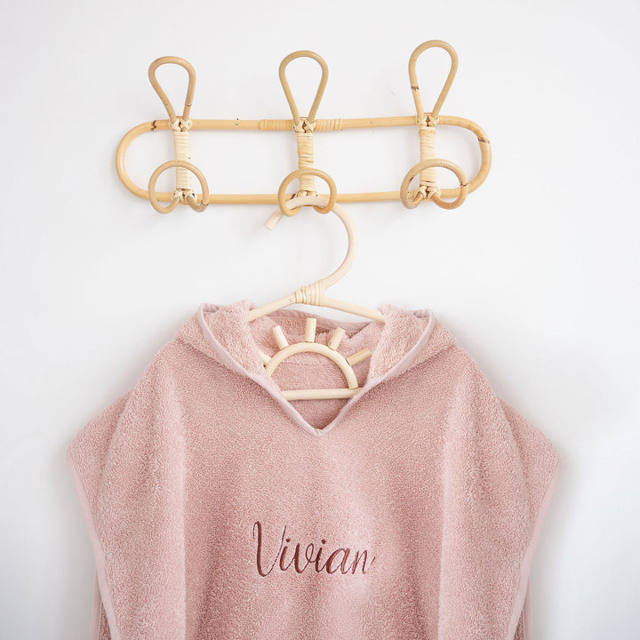 JBØRN Organic Cotton Hooded Poncho Blush - Personalisable Baby Products Sold and Personalised by JustBørn
