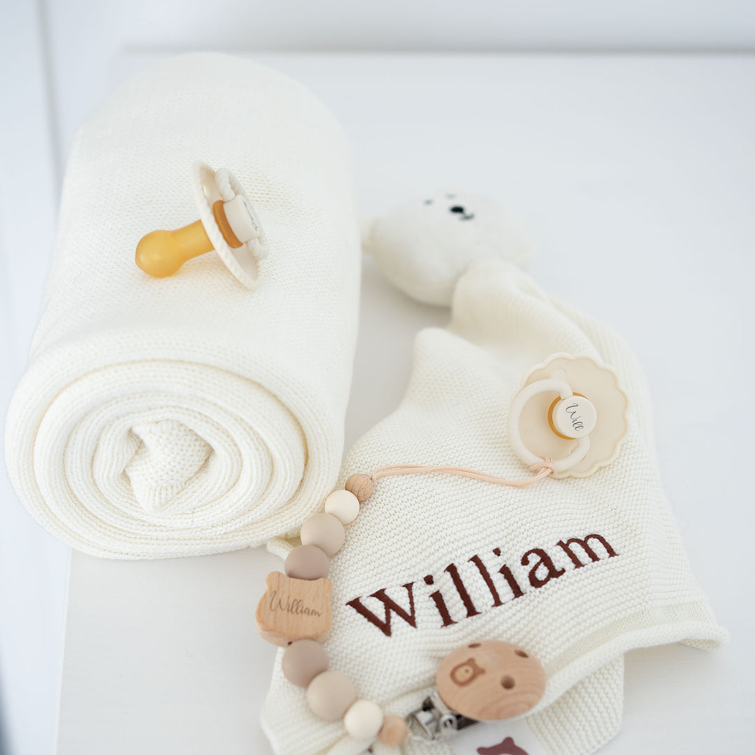 Blush JBØRN Bear Pacifier Clip | Personalised by Just Børn sold by Just Børn