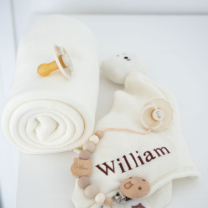 Blush JBØRN Bear Pacifier Clip | Personalised by Just Børn sold by Just Børn