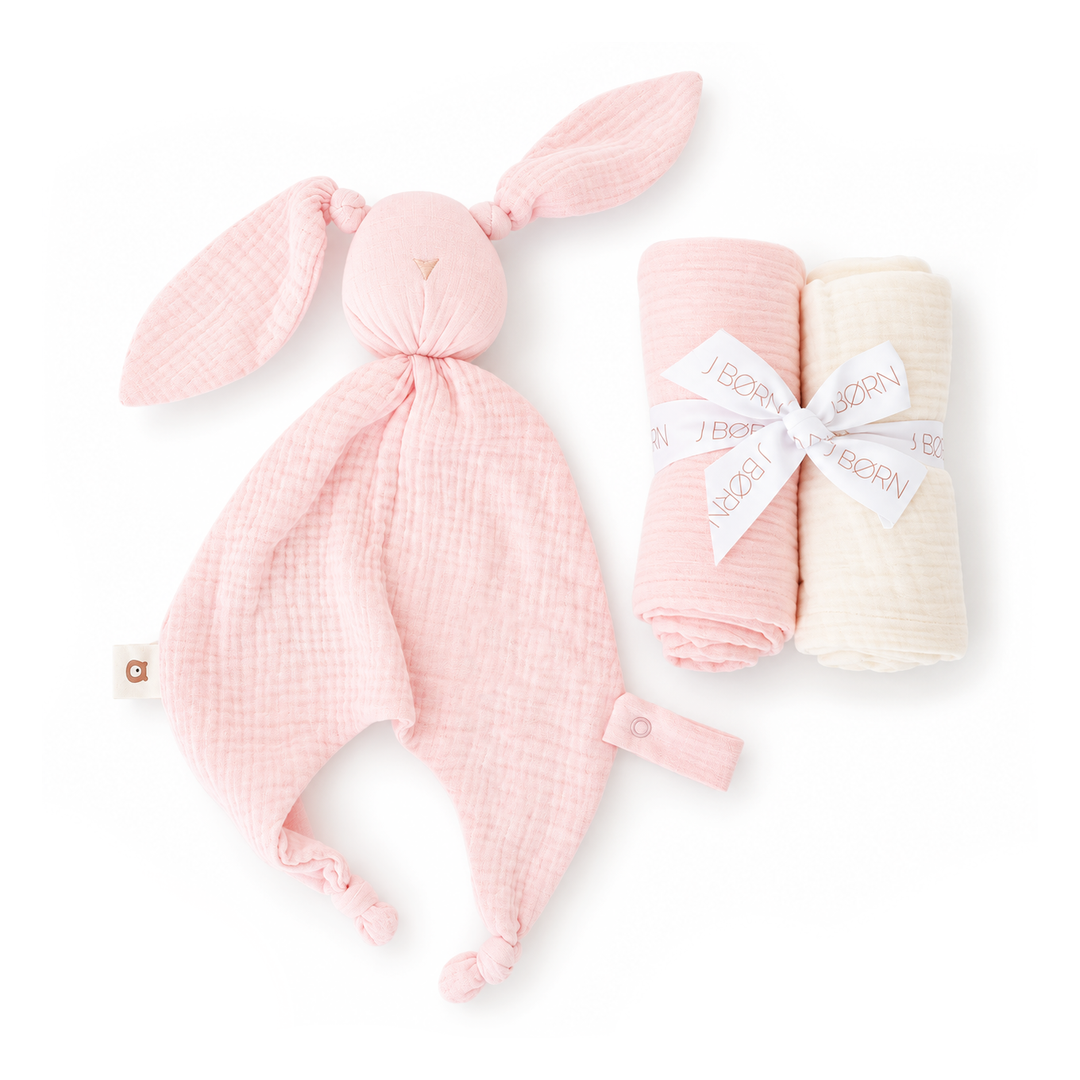 JBØRN Organic Cotton Bunny Comforter & Muslin Cloths Set Bunny Comforter & Muslin Cloths | Blossom - Personalisable Baby Products Sold and Personalised by JustBørn