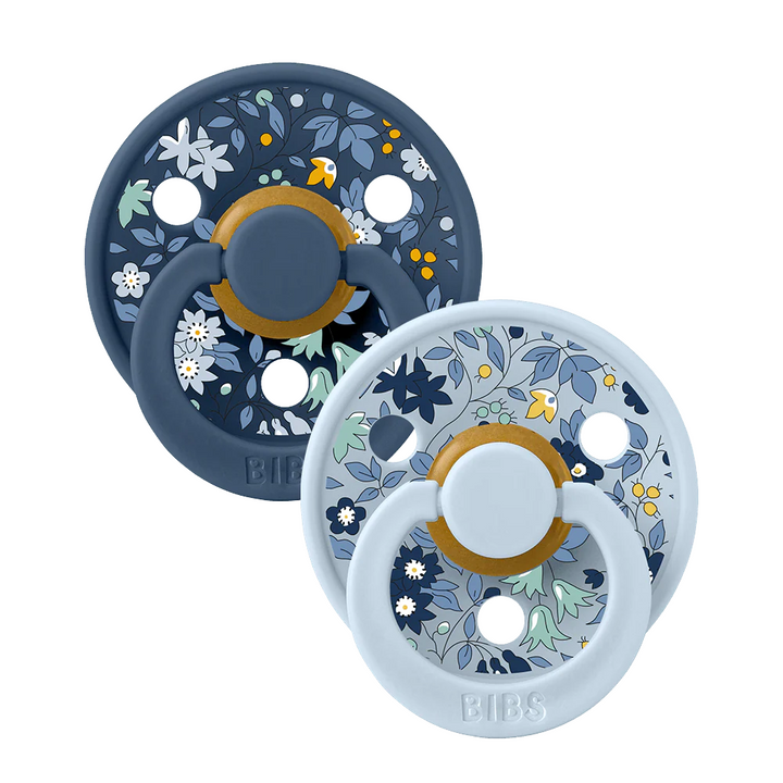 BIBS x LIBERTY Colour Latex Pacifiers - 2 Pack Chamomile Lawn Baby Blue Mix - Personalisable Baby Products Sold and Personalised by JustBørn