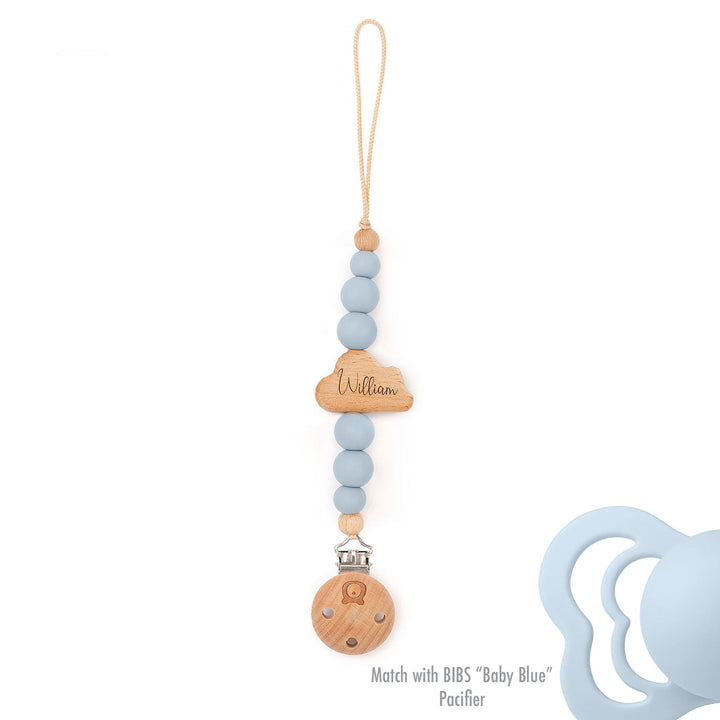 JBØRN Cloud Pacifier Clip Baby Blue - Personalisable Baby Products Sold and Personalised by JustBørn