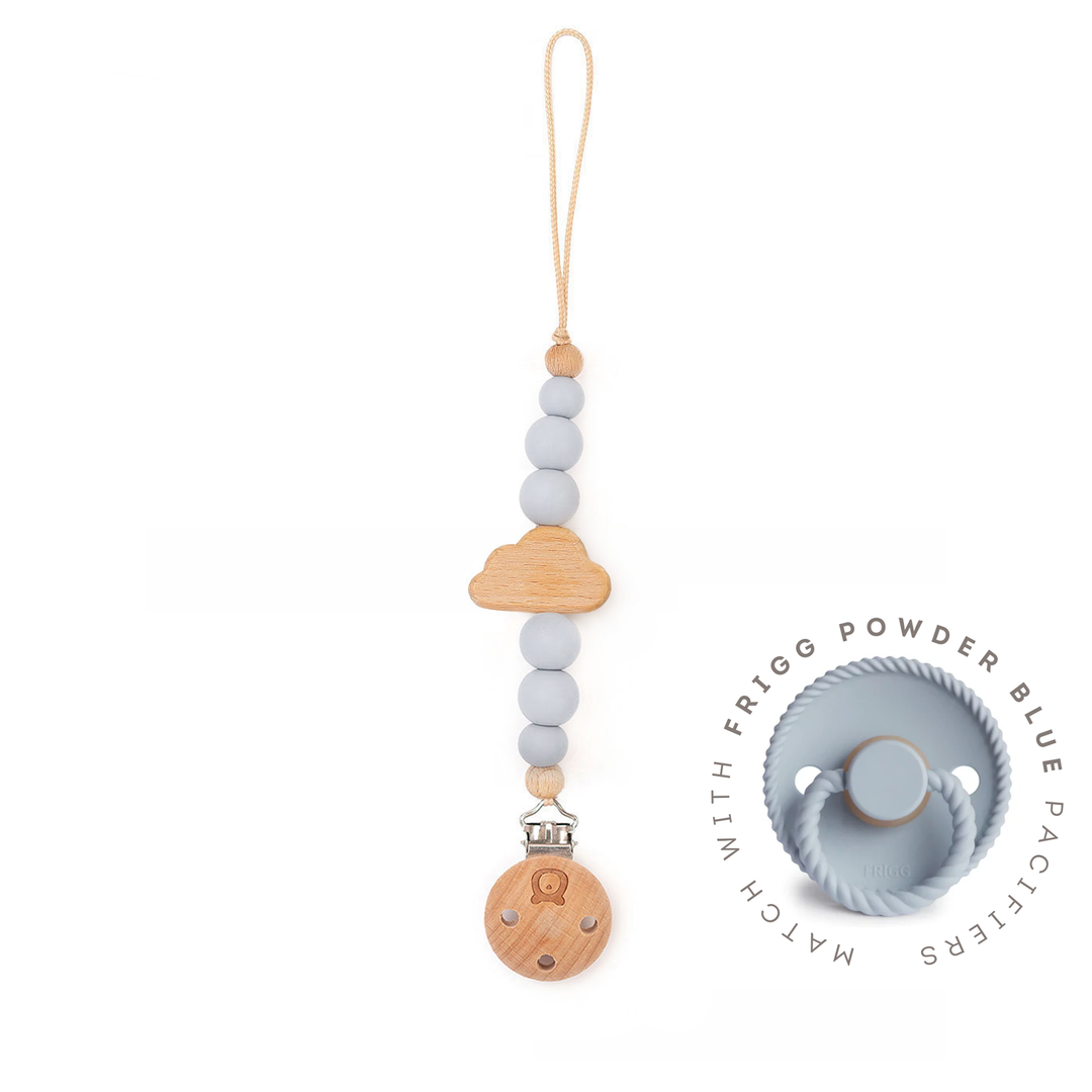JBØRN Cloud Pacifier Clip Powder Blue - Personalisable Baby Products Sold and Personalised by JustBørn