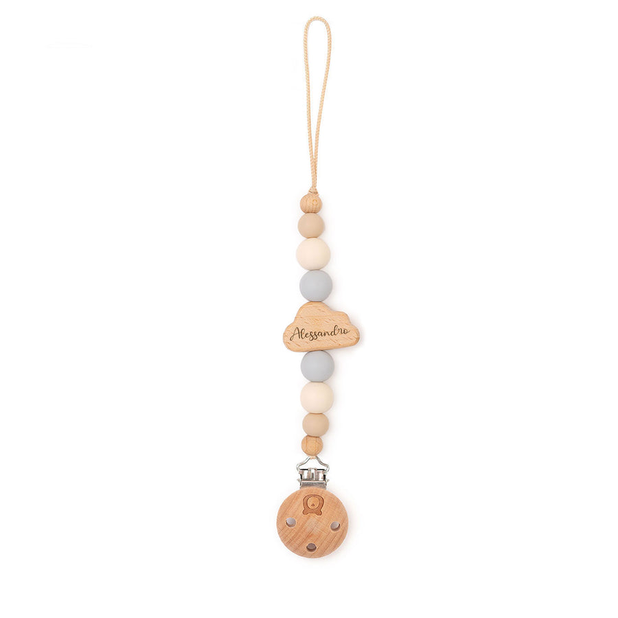 JBØRN Cloud Pacifier Clip Powder Blue & Cream Yes - Personalisable Baby Products Sold and Personalised by JustBørn