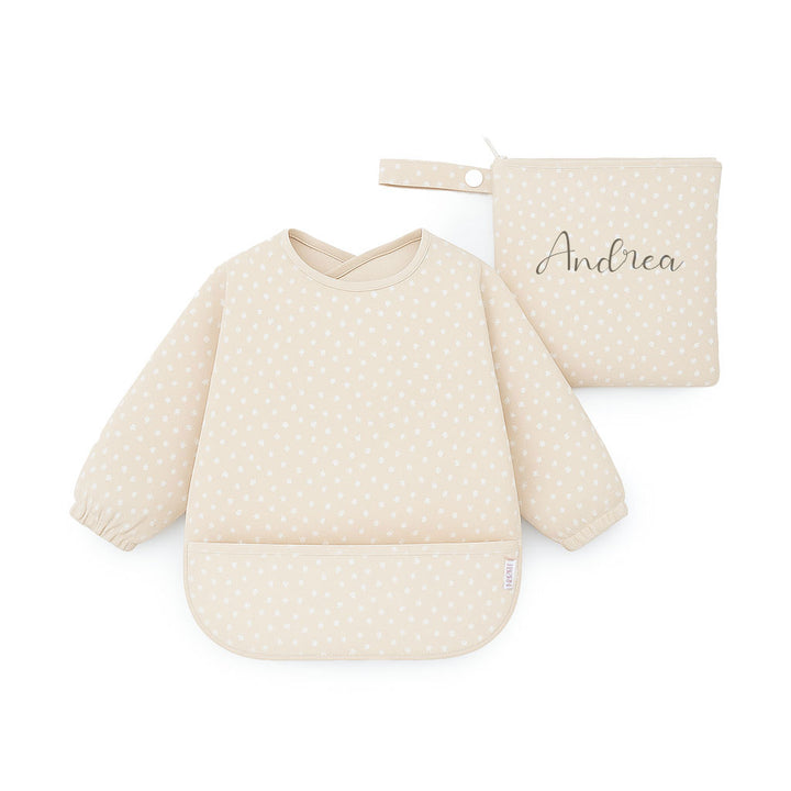JBØRN Long Sleeve Baby Feeding Bib with Personalised Travel Bag Confetti Yes - Personalisable Baby Products Sold and Personalised by JustBørn