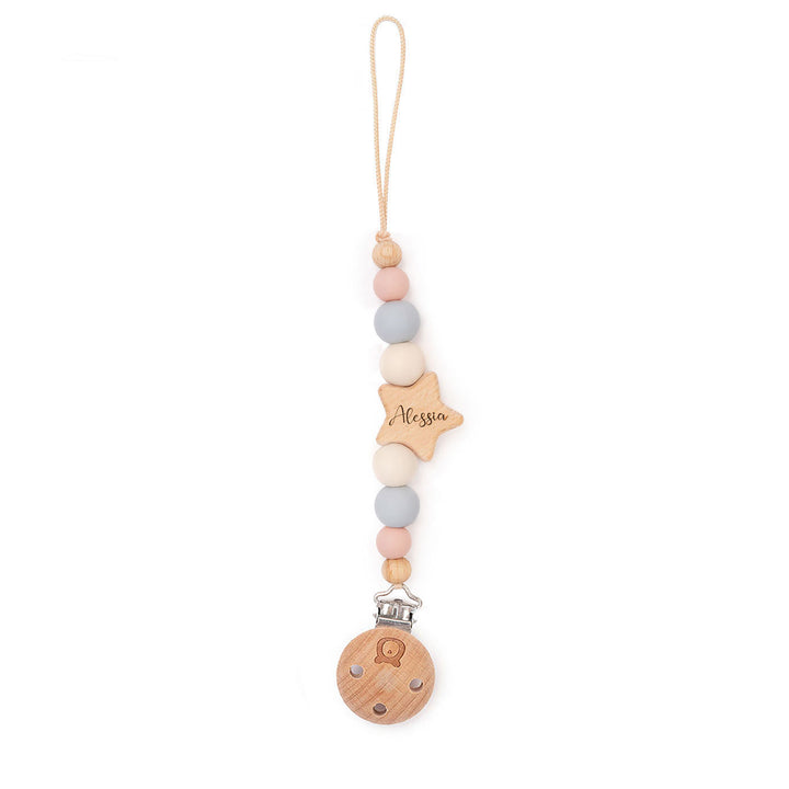 Cotton Candy JBØRN Pacifier Clip (Star) | Personalisable by Just Børn sold by Just Børn