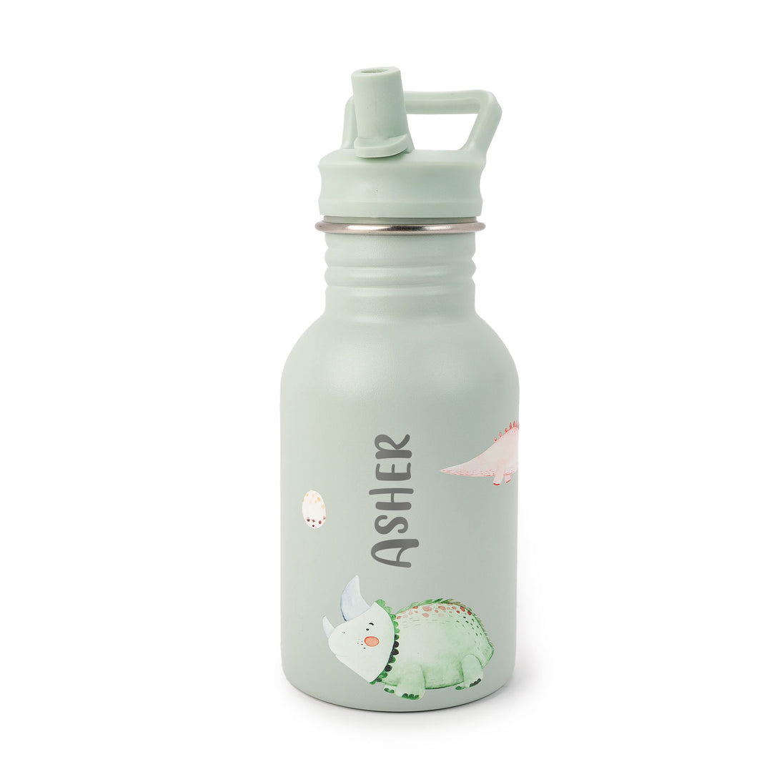JBØRN Personalised Stainless Steel Kids Water Bottle Dinosaurs - Personalisable Baby Products Sold and Personalised by JustBørn