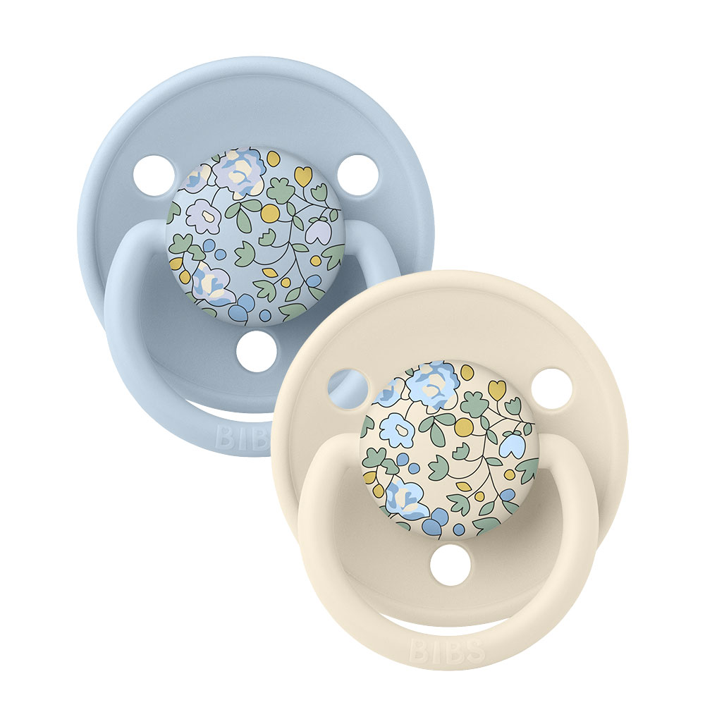BIBS x LIBERTY De Lux One Size Silicone Pacifiers - 2 Pack Eloise Baby Blue Mix - Personalisable Baby Products Sold and Personalised by JustBørn