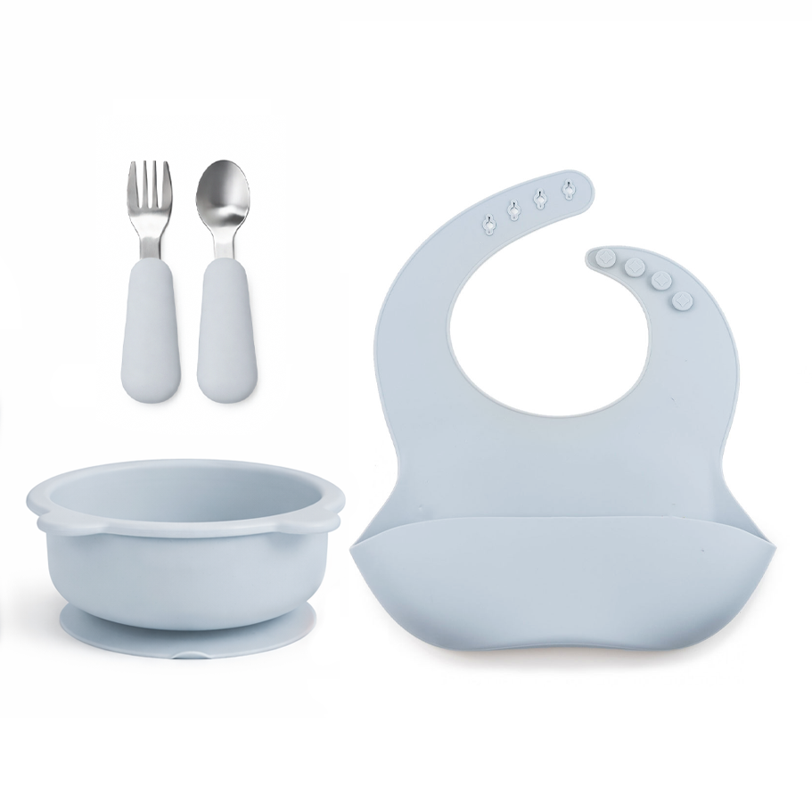 JBØRN Baby Weaning Starter Set Essential Weaning Set | Powder Blue - Personalisable Baby Products Sold and Personalised by JustBørn