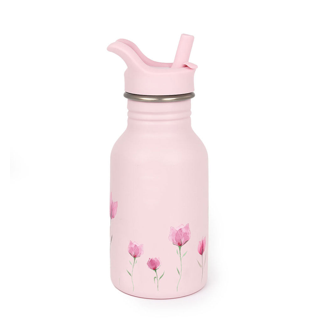JBØRN Personalised Stainless Steel Kids Water Bottle Lilac Bloom - Personalisable Baby Products Sold and Personalised by JustBørn