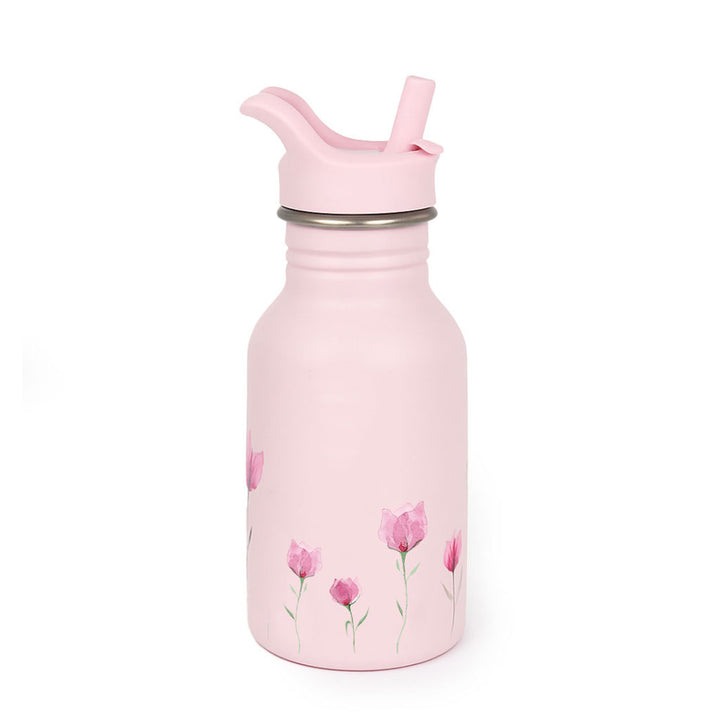 JBØRN Personalised Stainless Steel Kids Water Bottle Lilac Bloom - Personalisable Baby Products Sold and Personalised by JustBørn