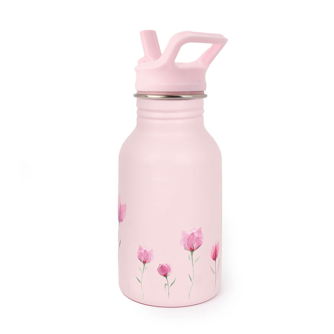 JBØRN Personalised Stainless Steel Kids Water Bottle Flower Bloom Water Bottle - Personalisable Baby Products Sold and Personalised by JustBørn