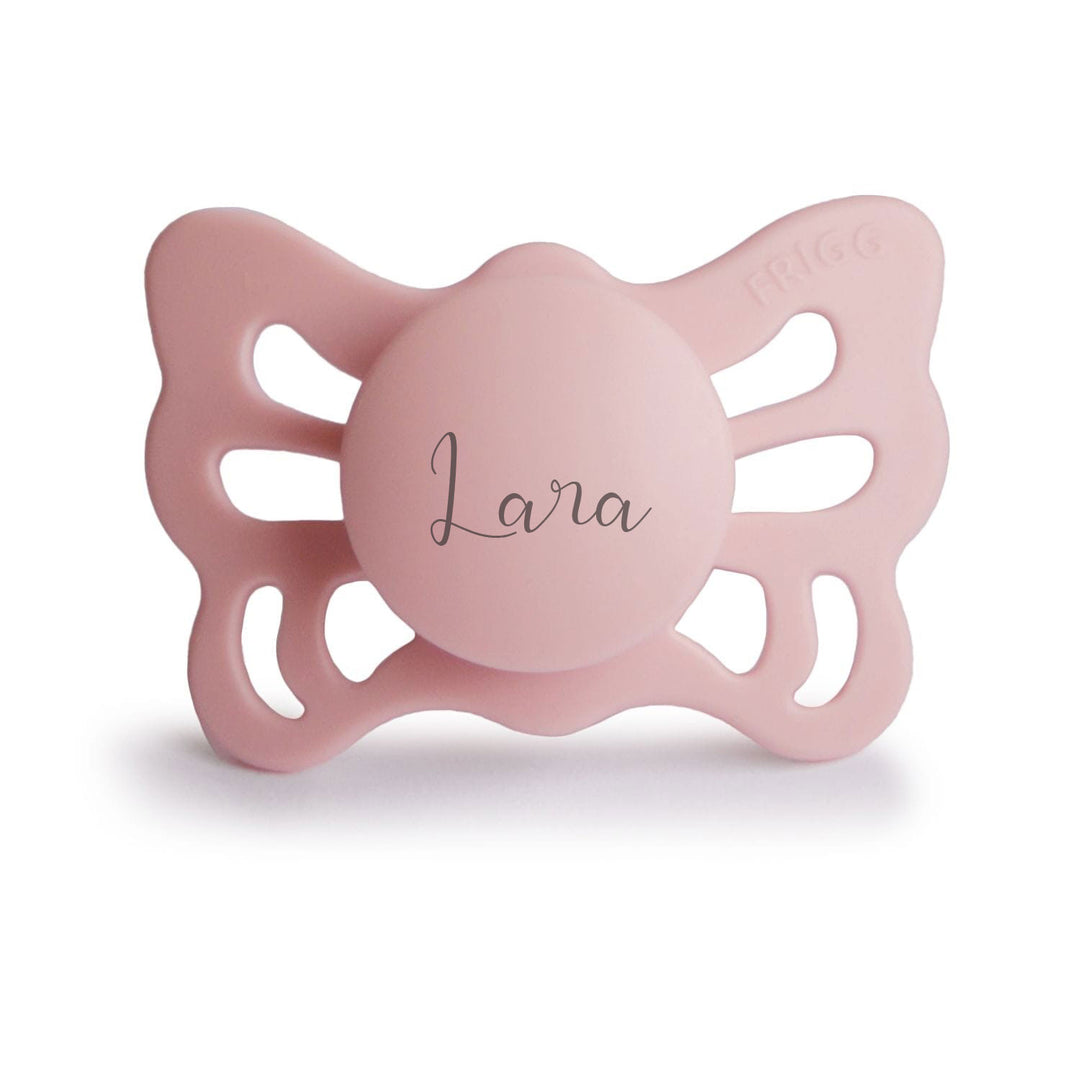FRIGG Butterfly Anatomical Silicone Pacifiers | Personalised Baby Pink Size 1 (0-6 Months) - Personalisable Baby Products Sold and Personalised by JustBørn