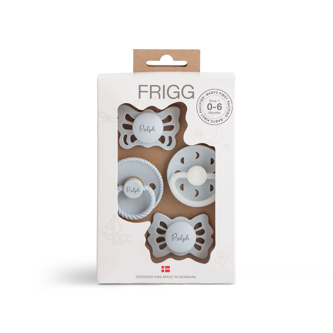 FRIGG Baby's First Pacifier Pack Moonlight Sailing - Powder Blue Yes - Personalisable Baby Products Sold and Personalised by JustBørn