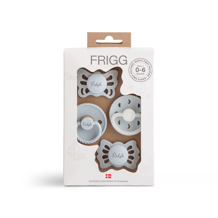 FRIGG Baby's First Pacifier Pack Moonlight Sailing - Powder Blue Yes - Personalisable Baby Products Sold and Personalised by JustBørn